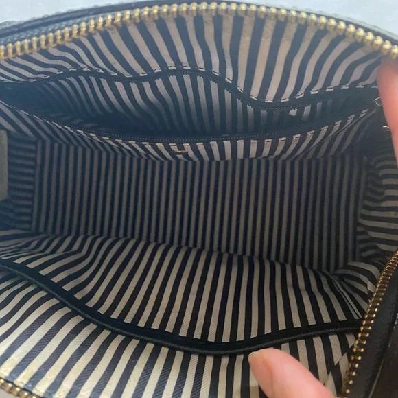 Kate Spade Black Pink Rose Floral Lasercut Leather Clarise Bag - Picture 5 of 7